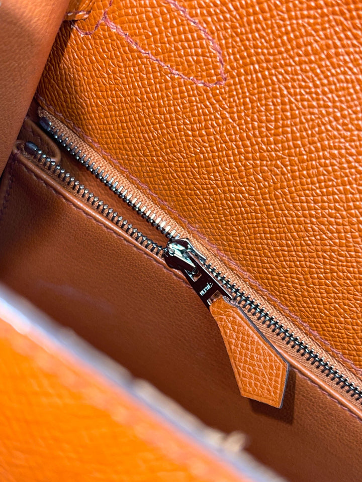 Top quality Hermes Kelly 28 Epsom Potiron Orange Palladium Hardware