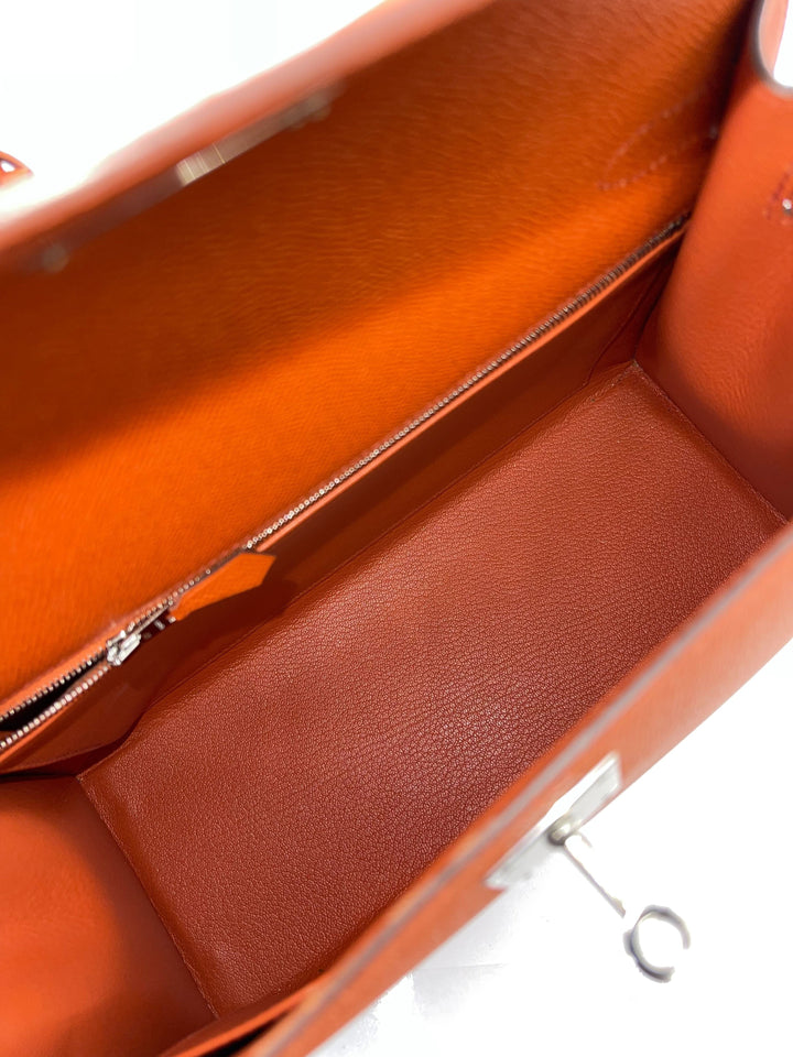 Top quality Hermes Kelly 28 Epsom Potiron Orange Palladium Hardware