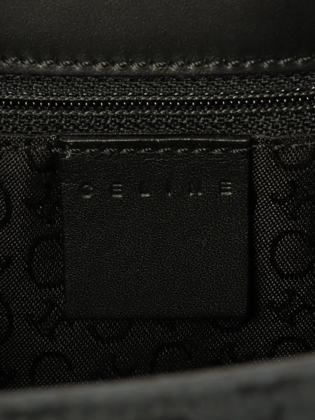 Celine C Macadam Pattern Logo Plate Shoulder Bag Black