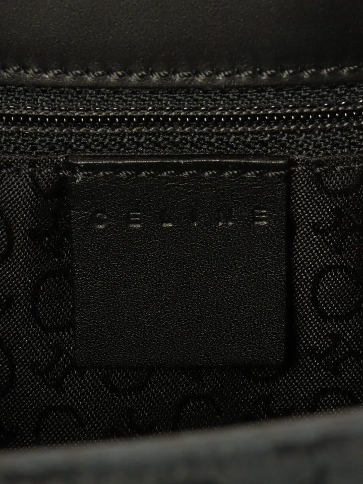 Celine C Macadam Pattern Logo Plate Shoulder Bag Black