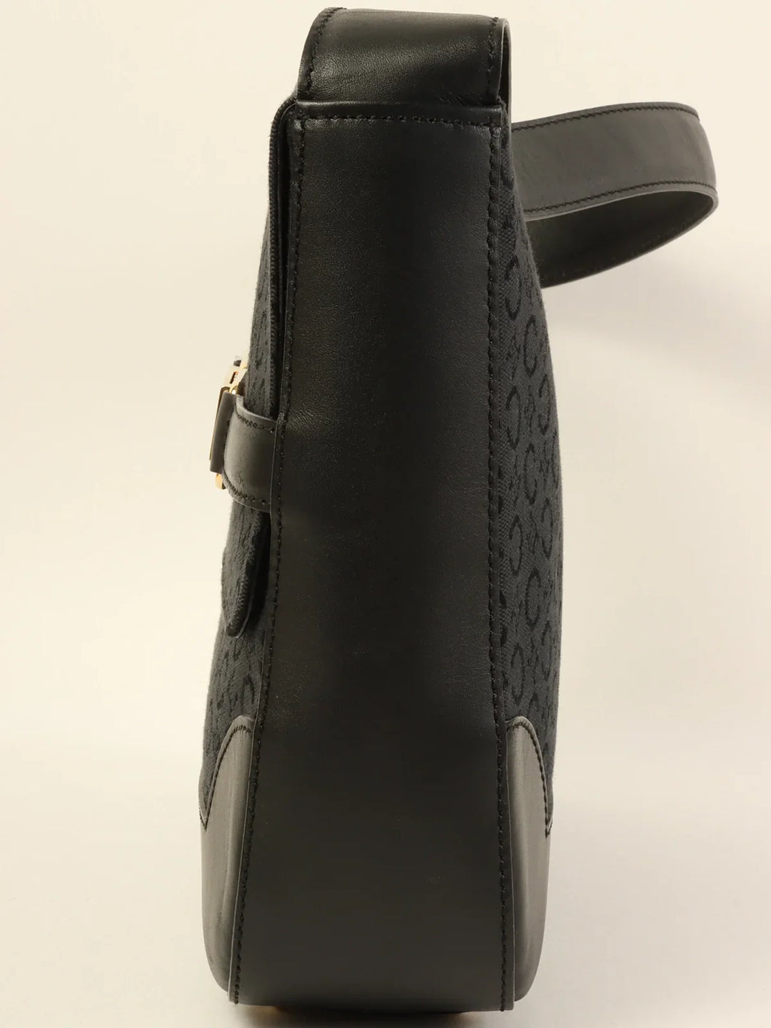 Celine C Macadam Pattern Logo Plate Shoulder Bag Black