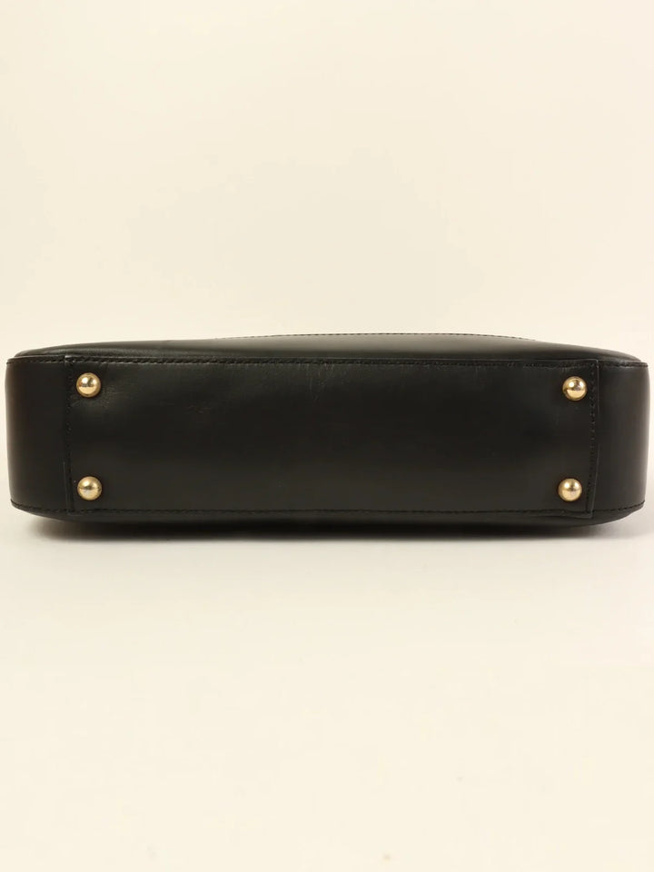 Celine C Macadam Pattern Logo Plate Shoulder Bag Black