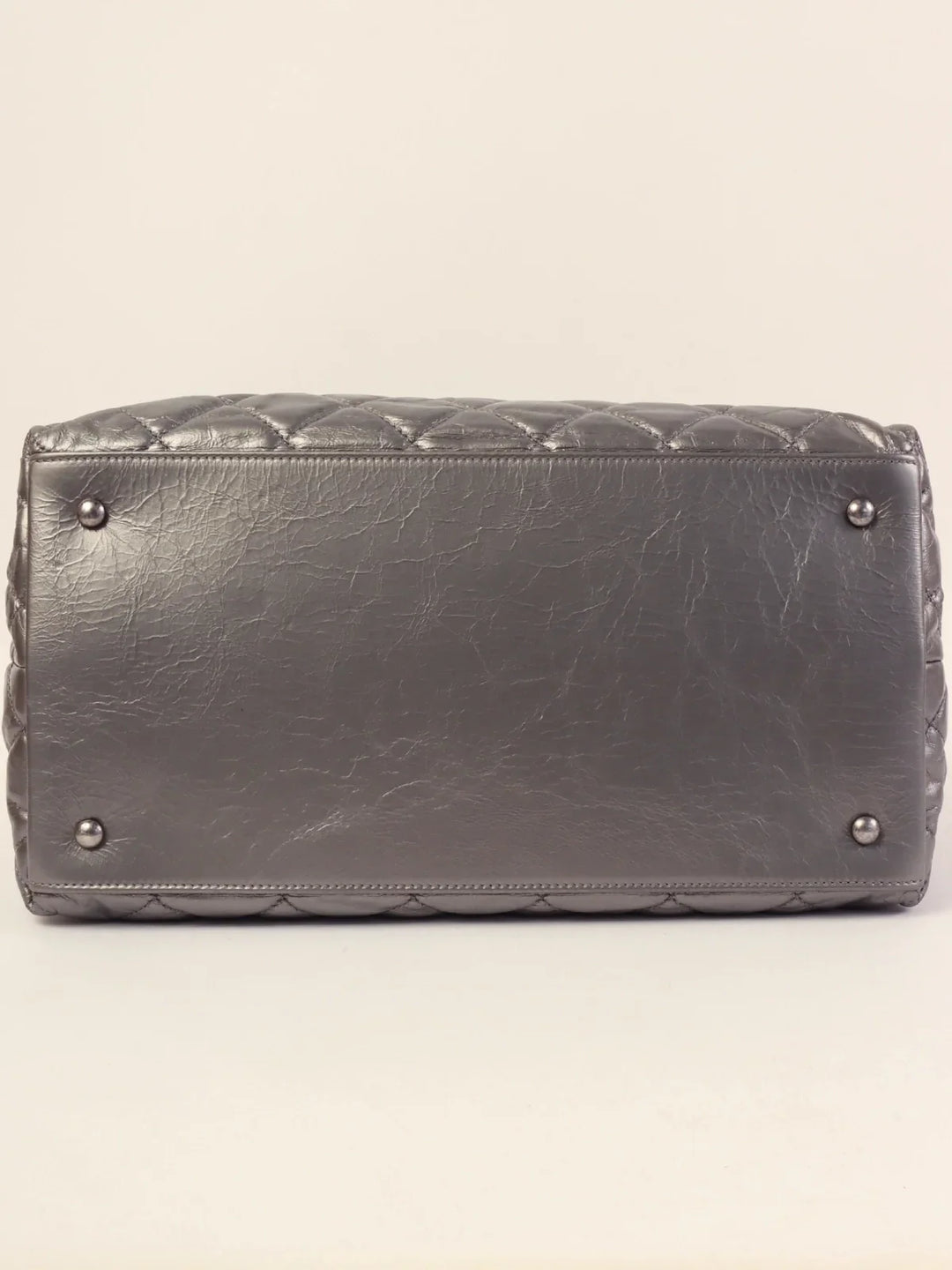 Chanel Around 2010 Made Cc Mark Stitch Chain Tote Bag Silver