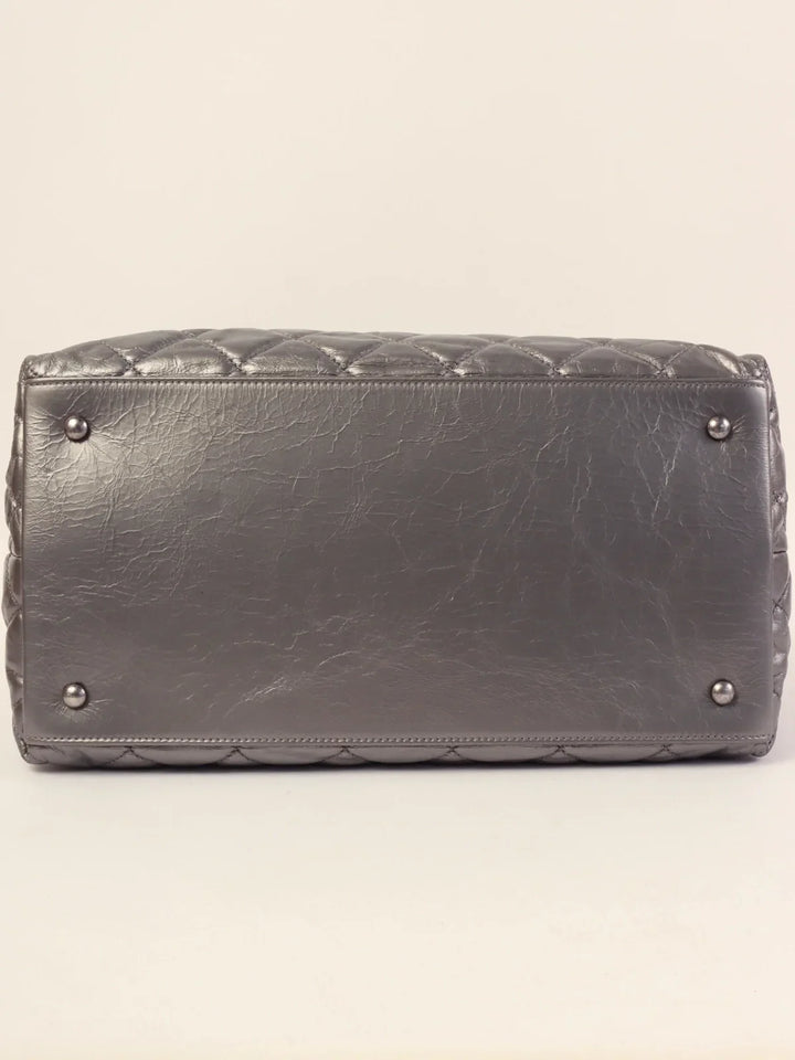 Chanel Around 2010 Made Cc Mark Stitch Chain Tote Bag Silver