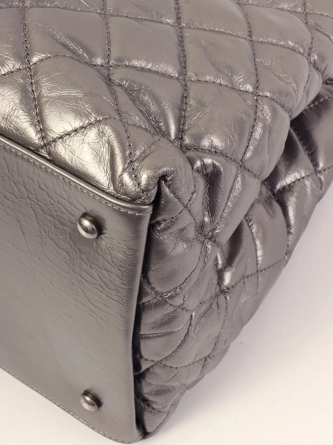 Chanel Around 2010 Made Cc Mark Stitch Chain Tote Bag Silver