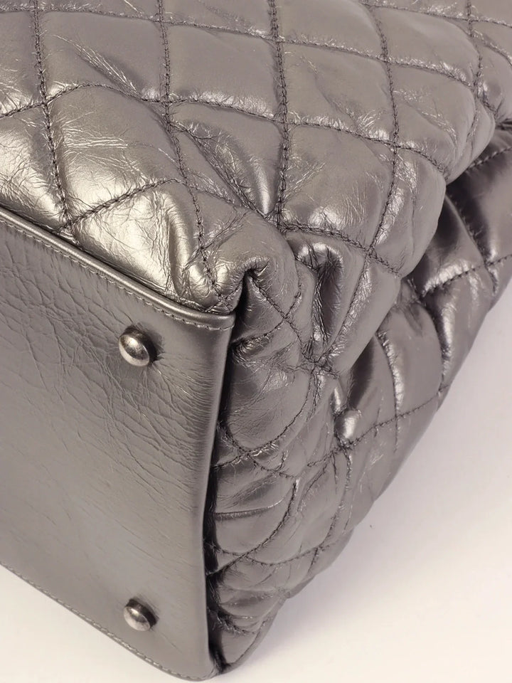 Chanel Around 2010 Made Cc Mark Stitch Chain Tote Bag Silver