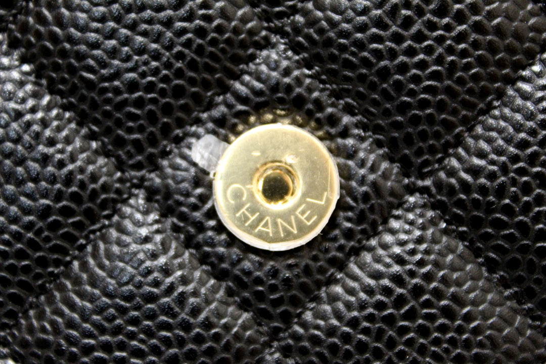 NEW Top Quality Chanel Black Quilted Caviar Leather Wallet On Chain WOC Messenger Bag