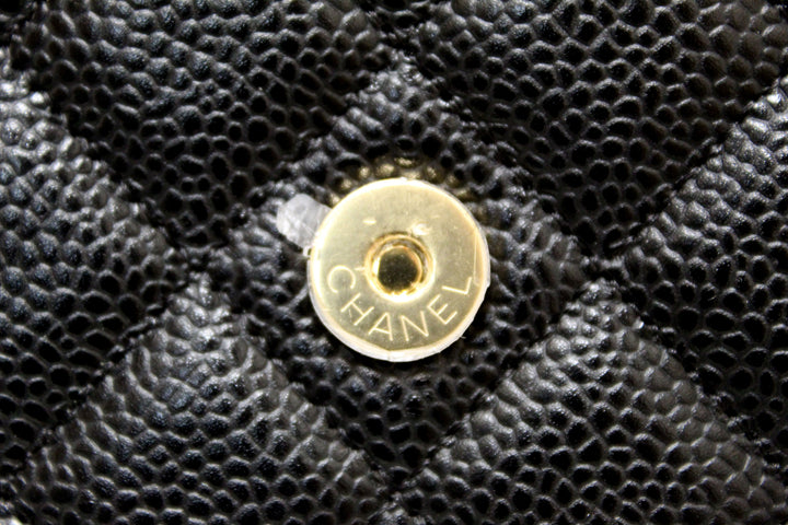 NEW Top Quality Chanel Black Quilted Caviar Leather Wallet On Chain WOC Messenger Bag