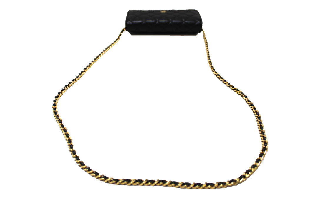 NEW Top Quality Chanel Black Quilted Caviar Leather Wallet On Chain WOC Messenger Bag