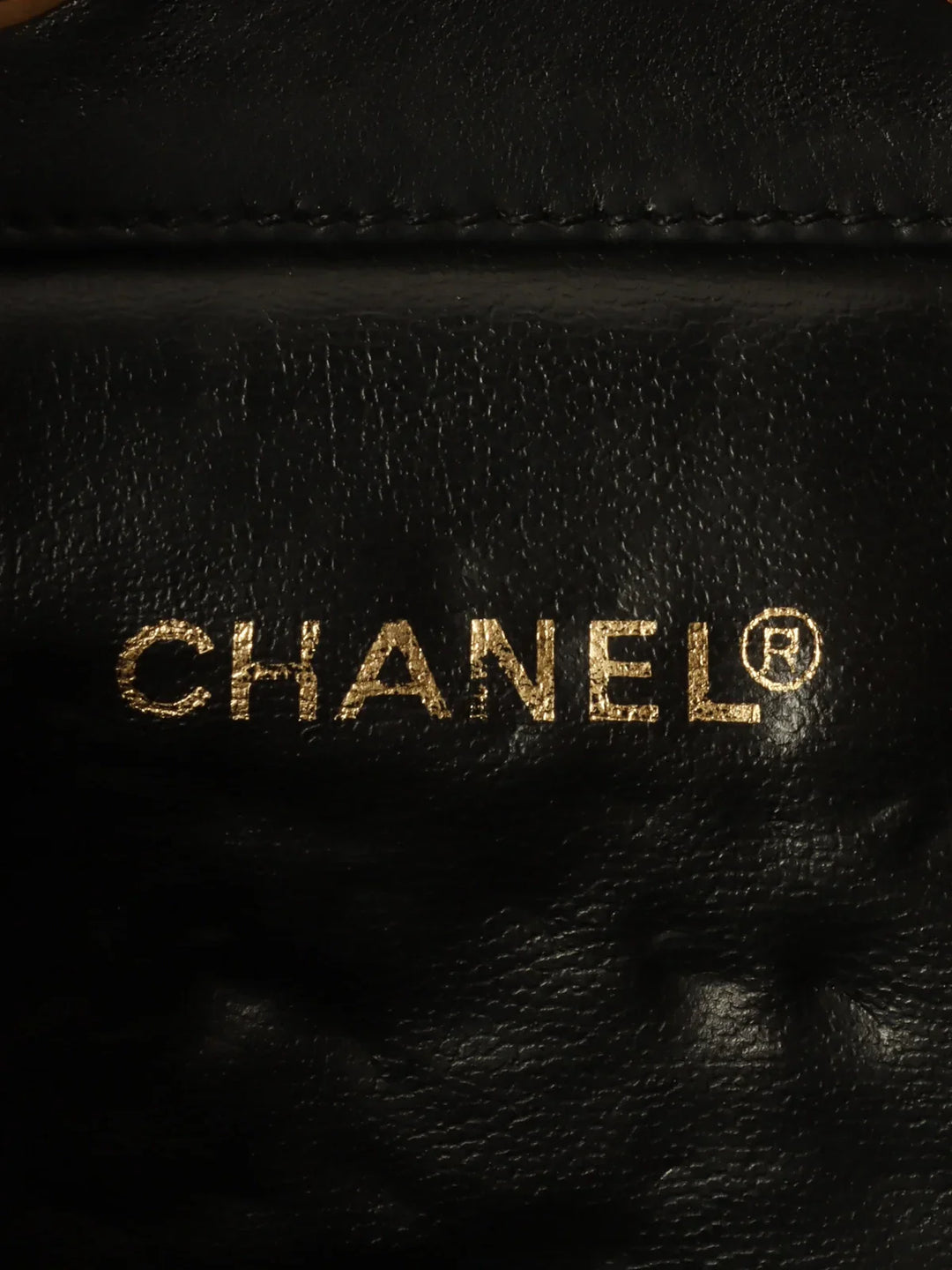 Chanel Around 1995 Made Turn-Lock Mini Drawstring Shoulder Bag With Pouch Black