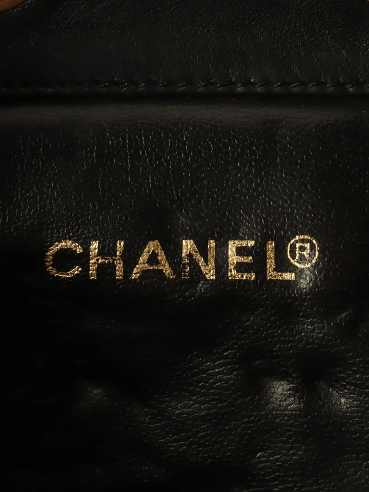 Chanel Around 1995 Made Turn-Lock Mini Drawstring Shoulder Bag With Pouch Black