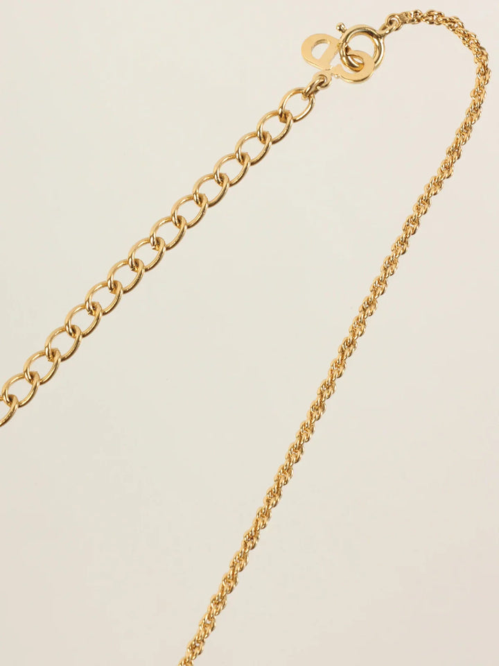 Dior Rhinestone Design Necklace Gold/Black