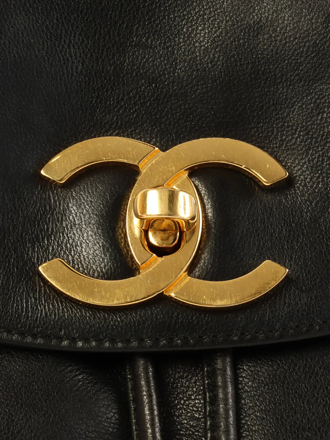 Chanel Around 1995 Made Turn-Lock Mini Drawstring Shoulder Bag With Pouch Black