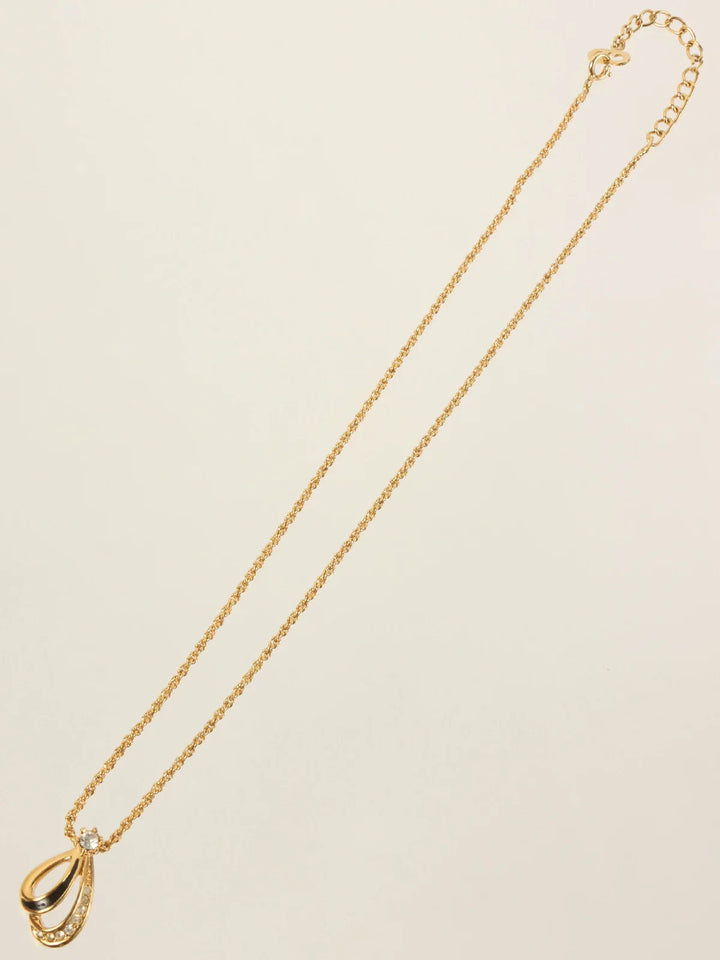 Dior Rhinestone Design Necklace Gold/Black