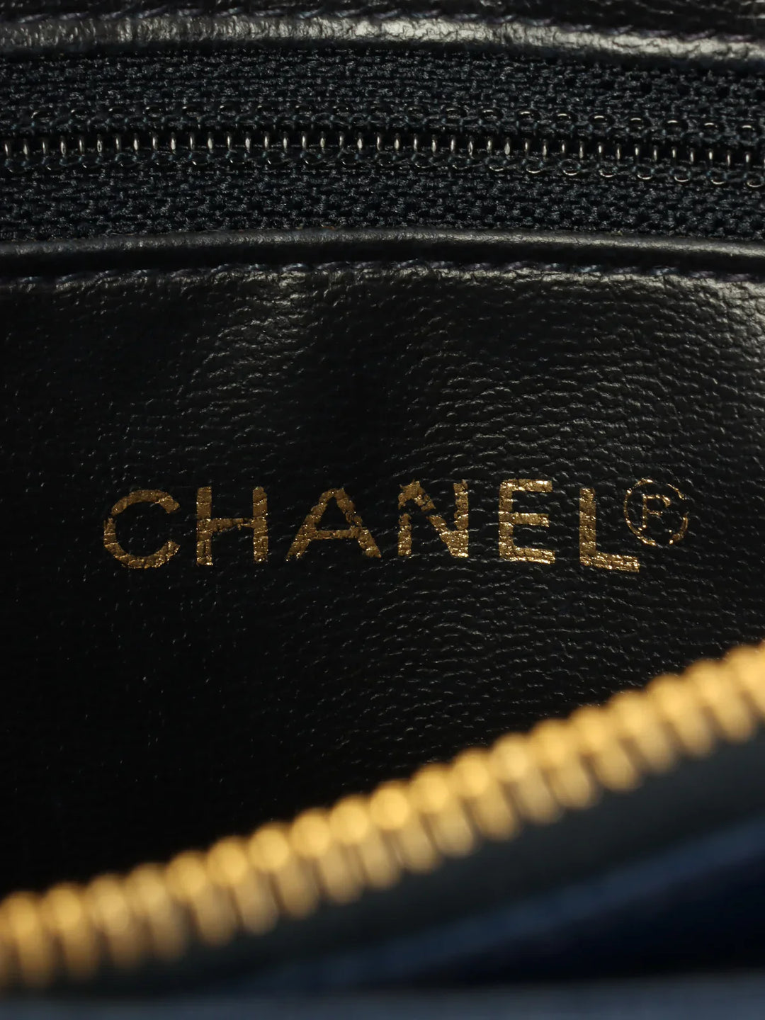 Chanel Around 1992 Made Caviar Skin Cc Mark Stitch Chain Tote Bag Navy