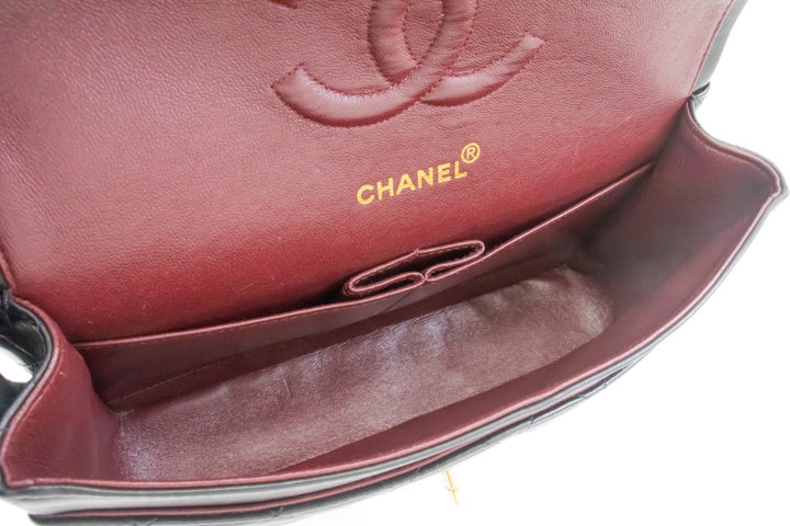 Top Quality Chanel Classic Double New 10" Chain Shoulder Bag Black Lambskin