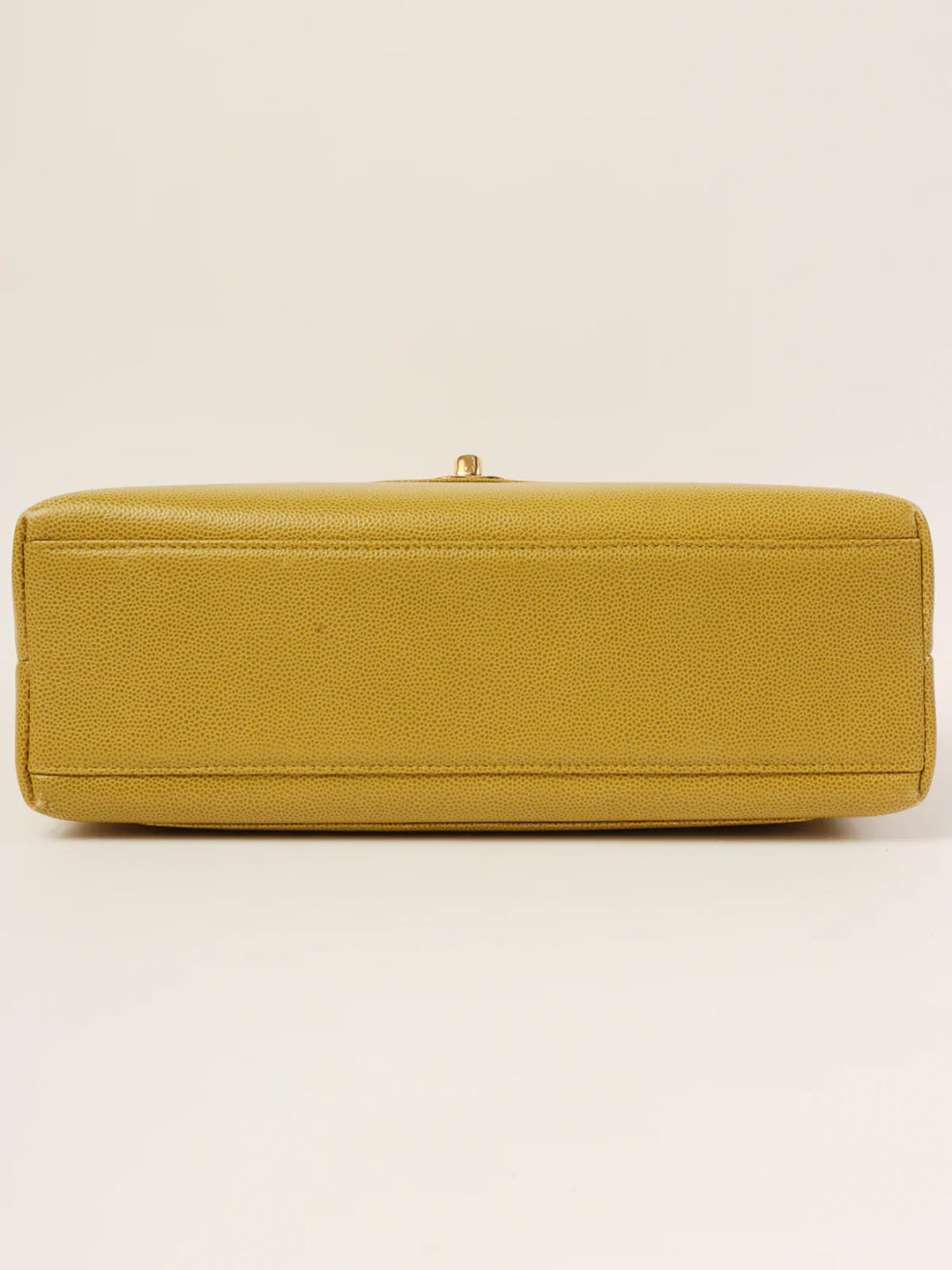 Chanel Around 1998 Made Caviar Skin Turn-Lcok Top Handle Bag Lime Yellow