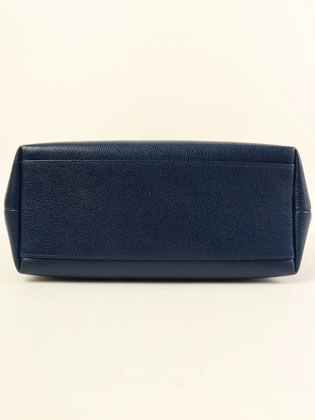 Chanel Around 1992 Made Caviar Skin Cc Mark Stitch Chain Tote Bag Navy