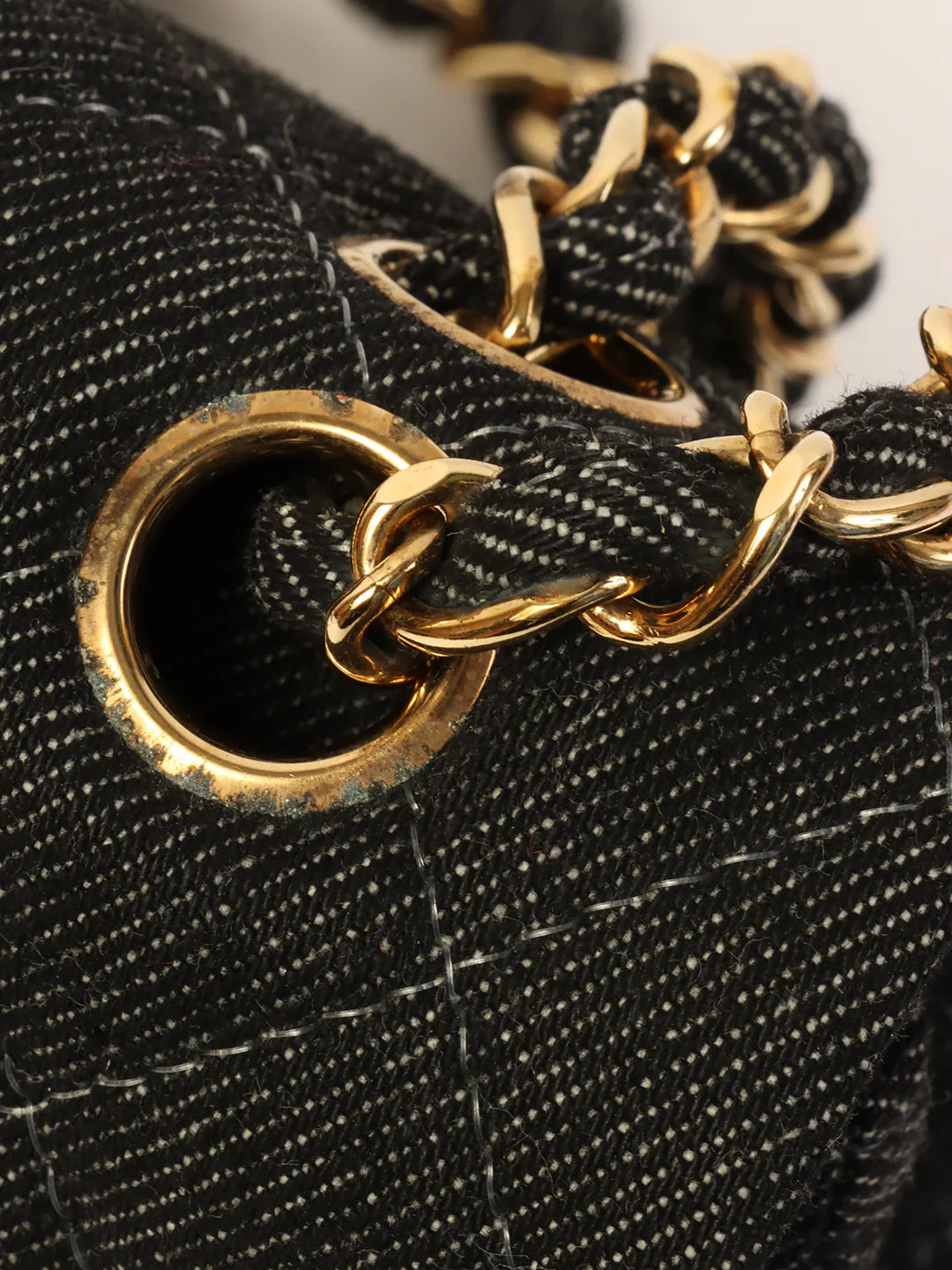 Chanel Around 1998 Made Denim Classic New Chain Bag 23Cm Black