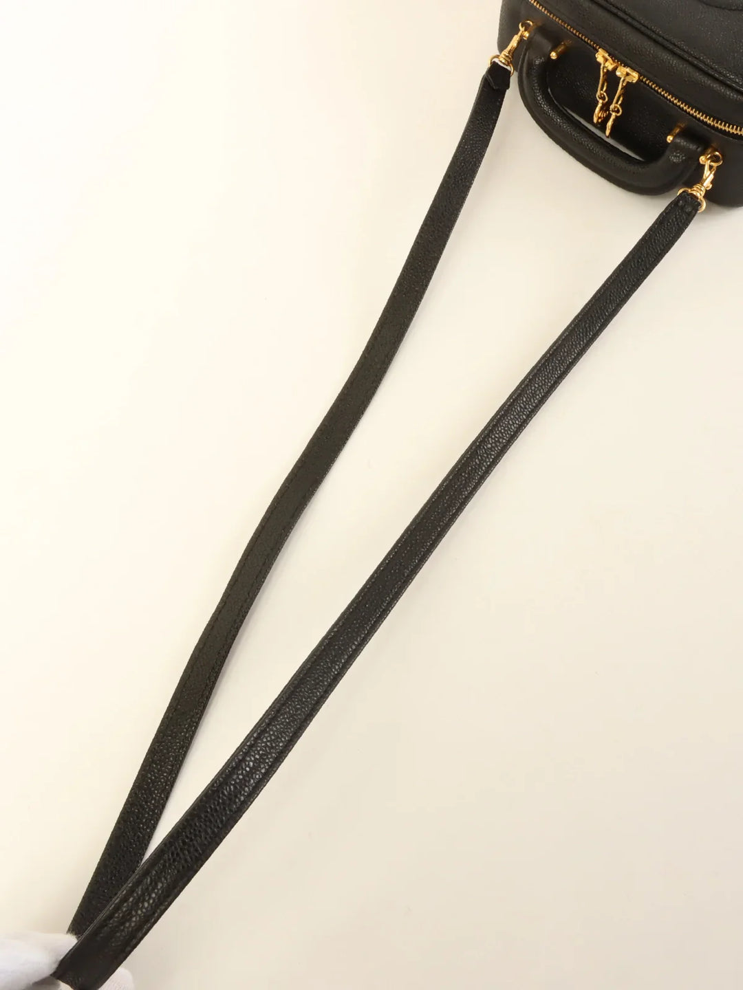 Chanel Around 1997 Made Caviar Skin Cc Mark Stitch 2Way Vanity Black