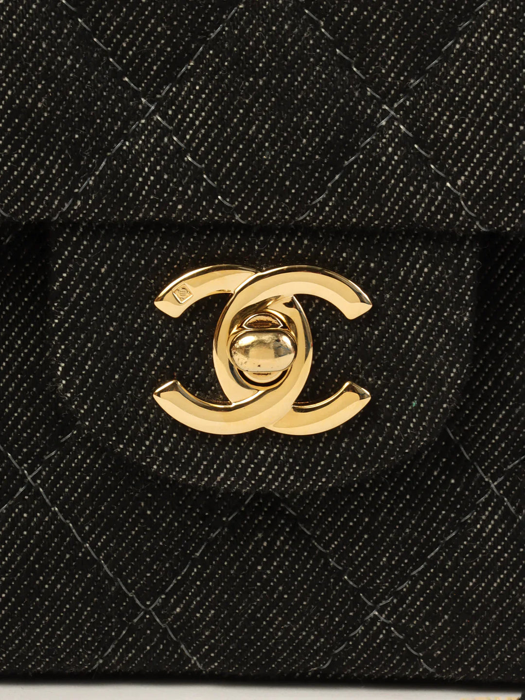 Chanel Around 1998 Made Denim Classic New Chain Bag 23Cm Black