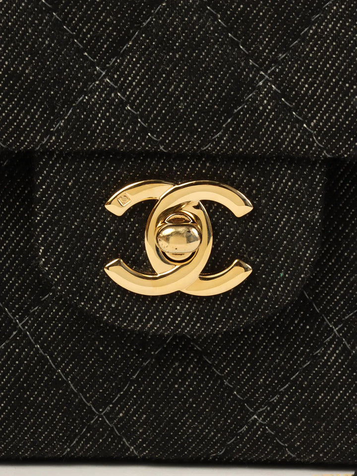 Chanel Around 1998 Made Denim Classic New Chain Bag 23Cm Black