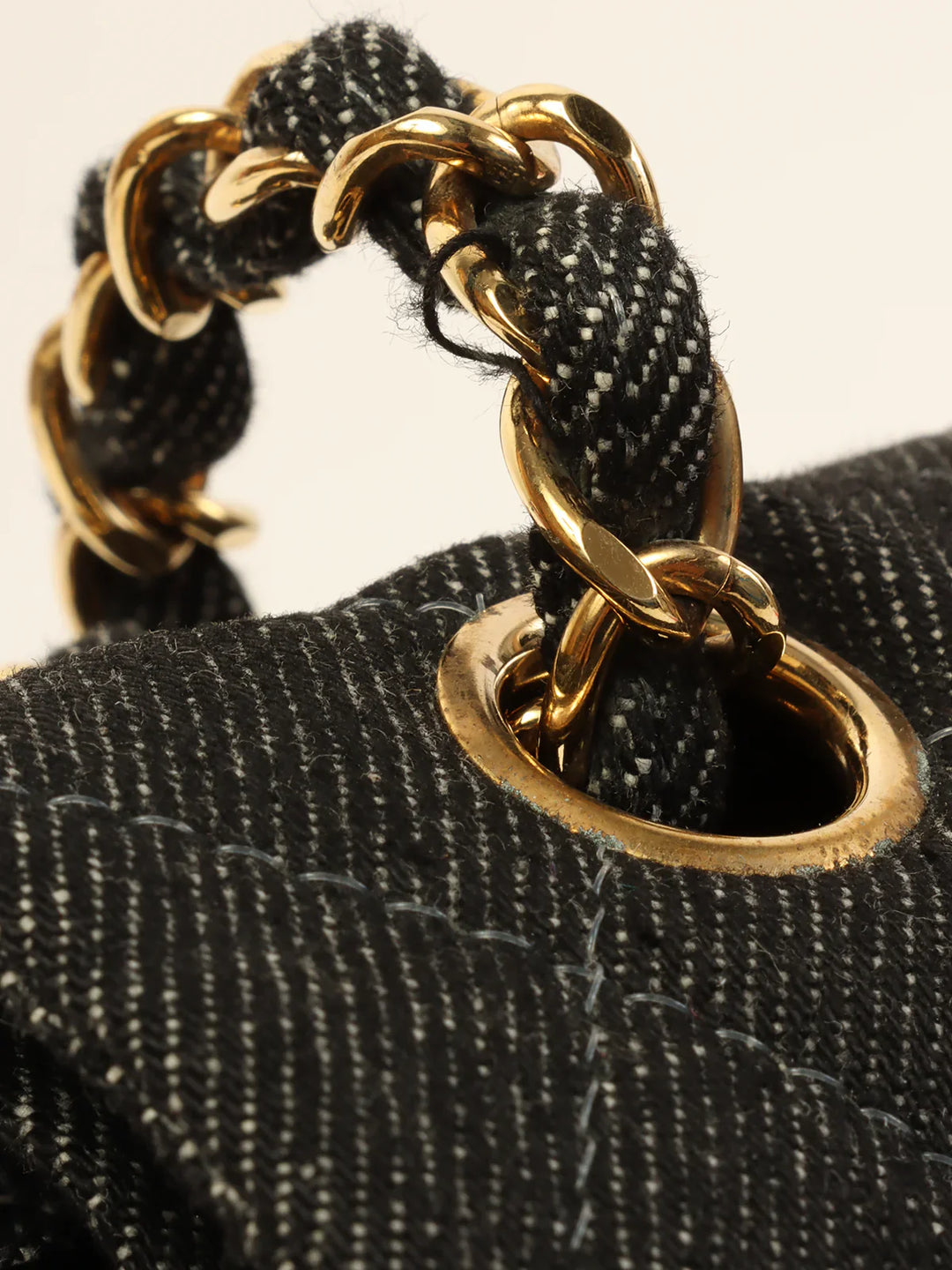 Chanel Around 1998 Made Denim Classic New Chain Bag 23Cm Black