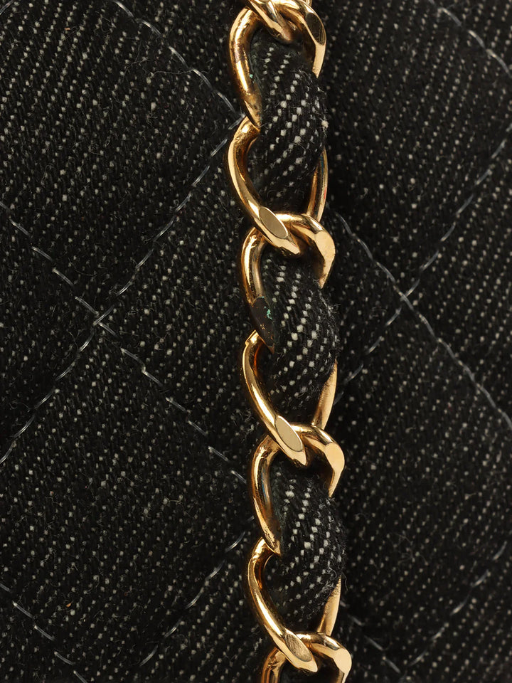 Chanel Around 1998 Made Denim Classic New Chain Bag 23Cm Black
