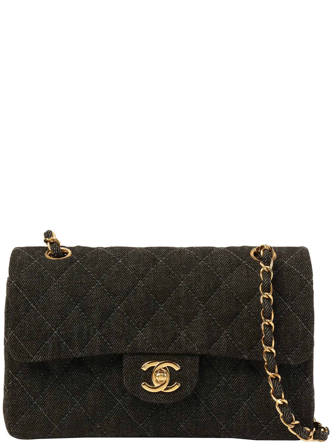 Chanel Around 1998 Made Denim Classic New Chain Bag 23Cm Black
