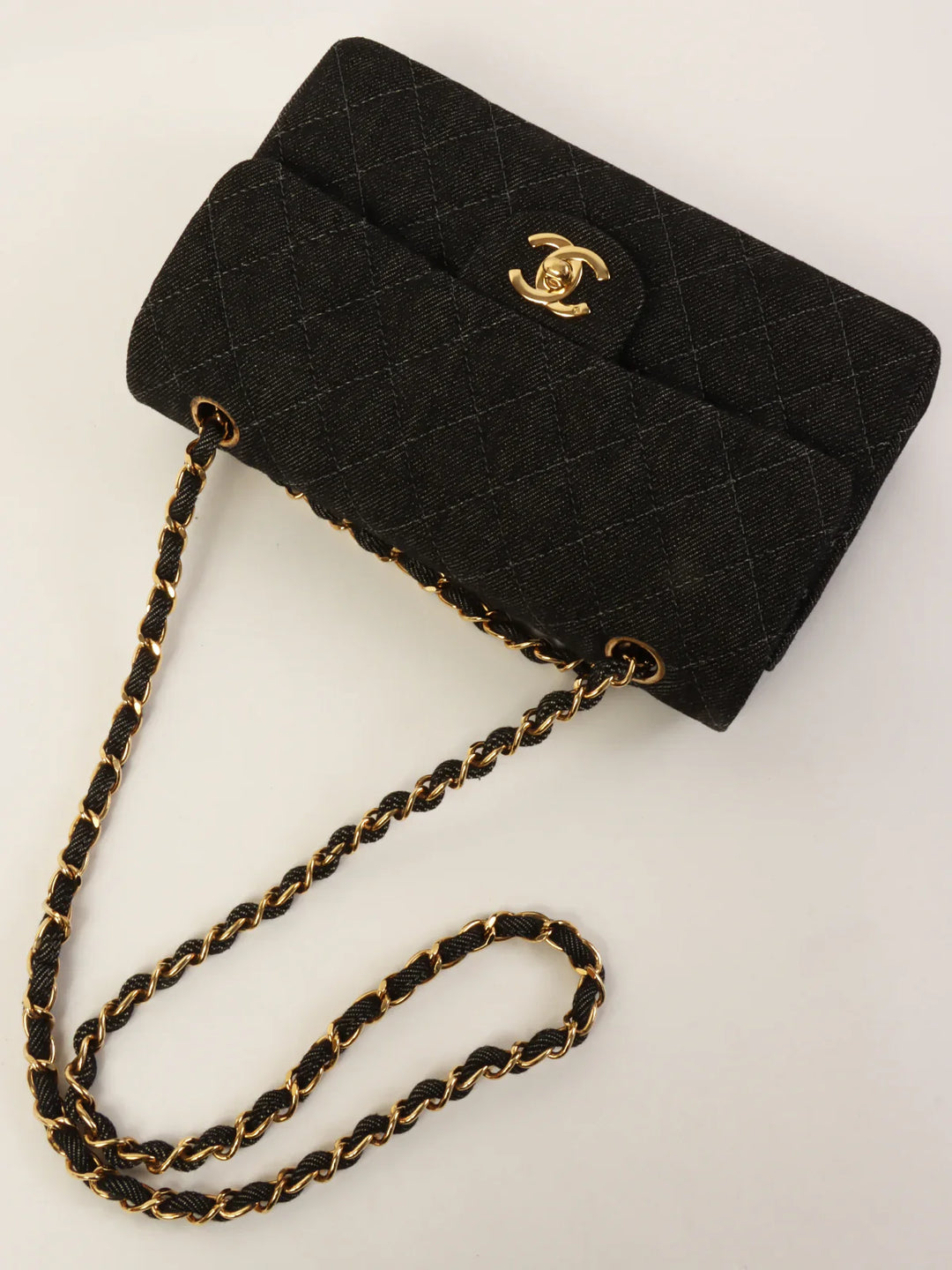 Chanel Around 1998 Made Denim Classic New Chain Bag 23Cm Black