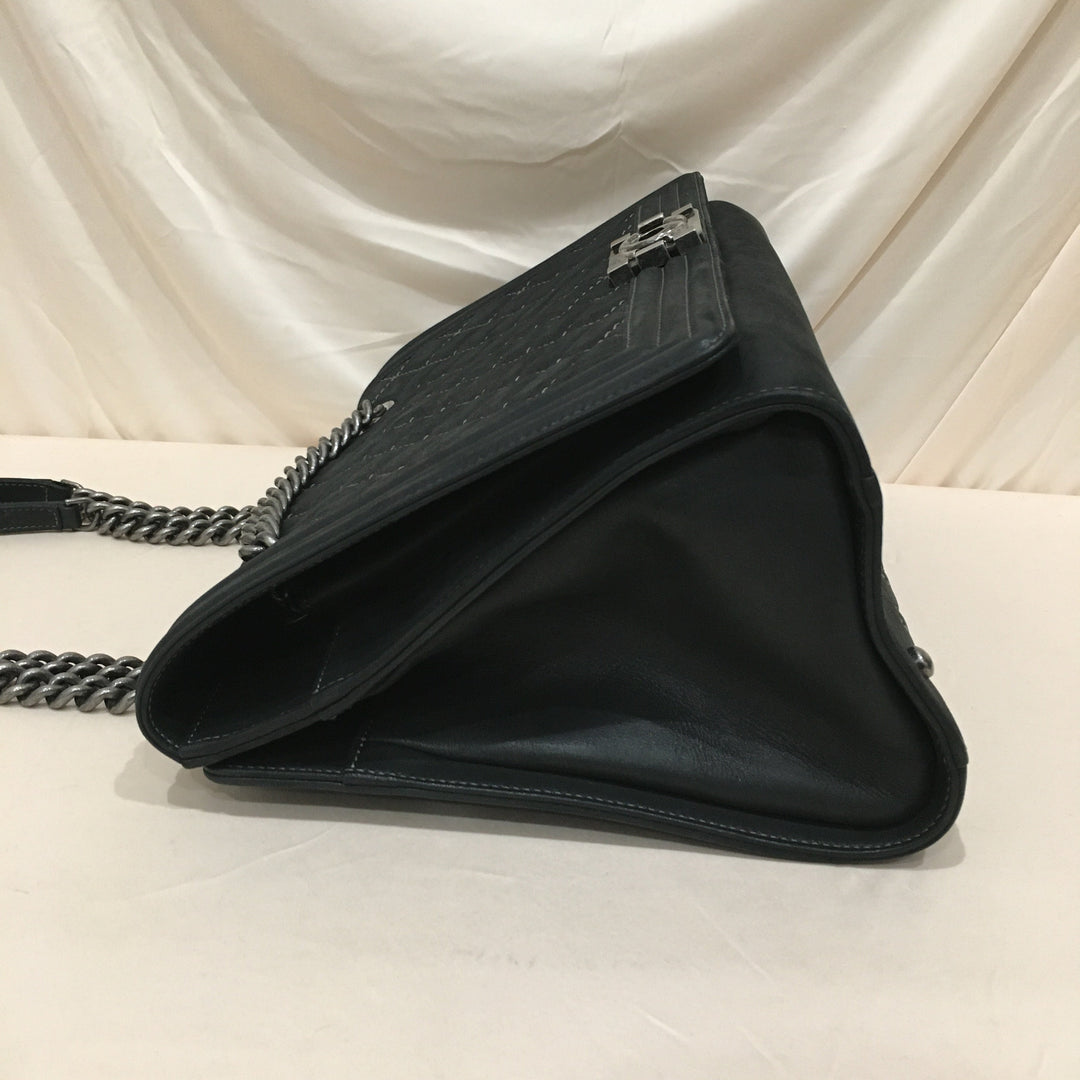 Chanel Black Leather Large Boy Shoulder Bag Sku# 76345