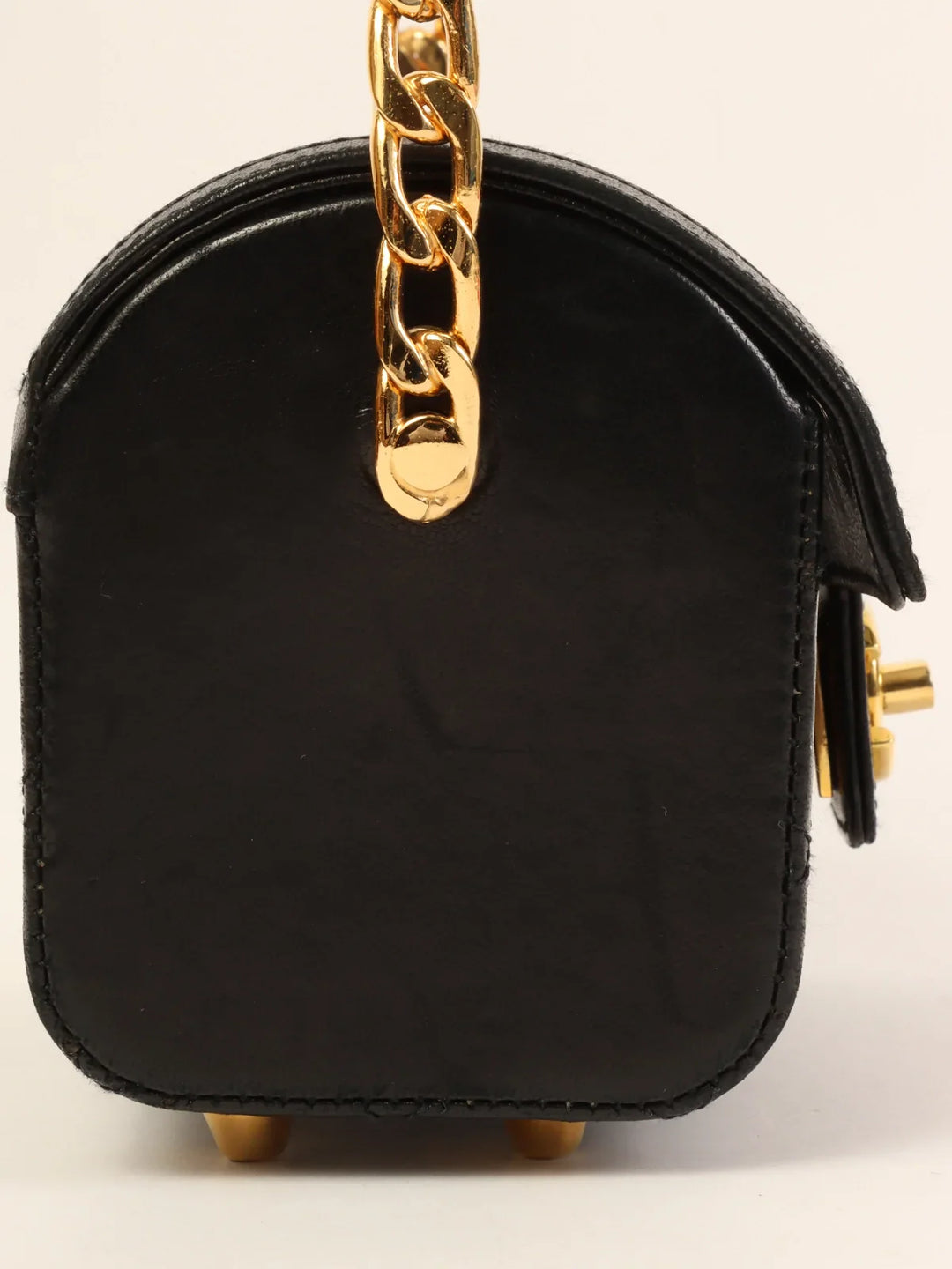 Chanel Around 1985~1990 Made Turn-Lock Chain Handle Mini Bag Black