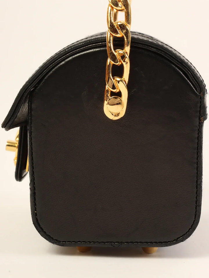 Chanel Around 1985~1990 Made Turn-Lock Chain Handle Mini Bag Black