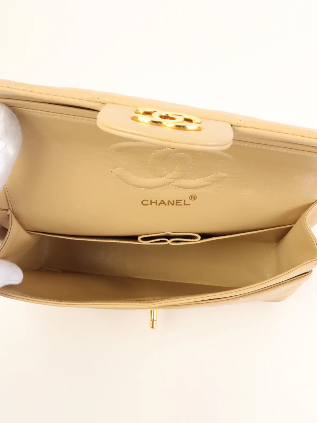 Chanel Around 1990 Made Classic New Chain Bag 25Cm Beige
