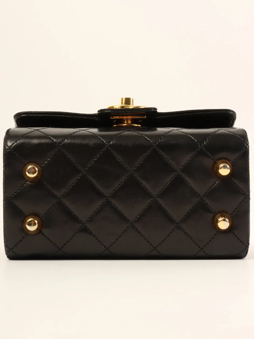 Chanel Around 1985~1990 Made Turn-Lock Chain Handle Mini Bag Black