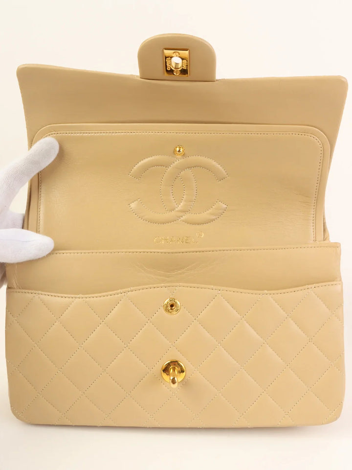 Chanel Around 1990 Made Classic New Chain Bag 25Cm Beige
