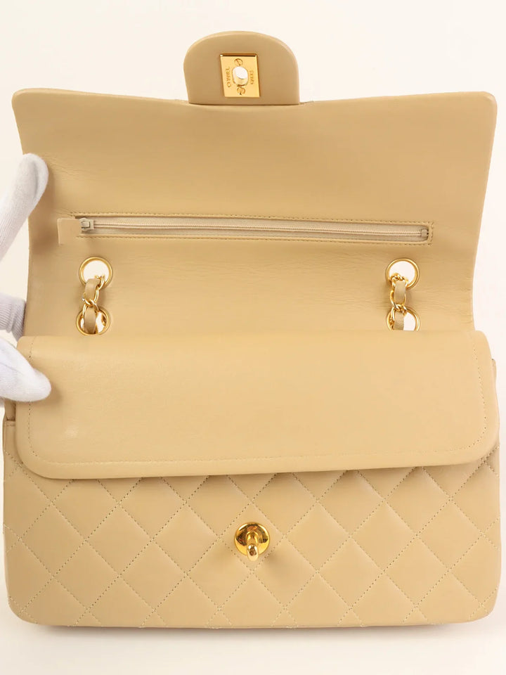 Chanel Around 1990 Made Classic New Chain Bag 25Cm Beige