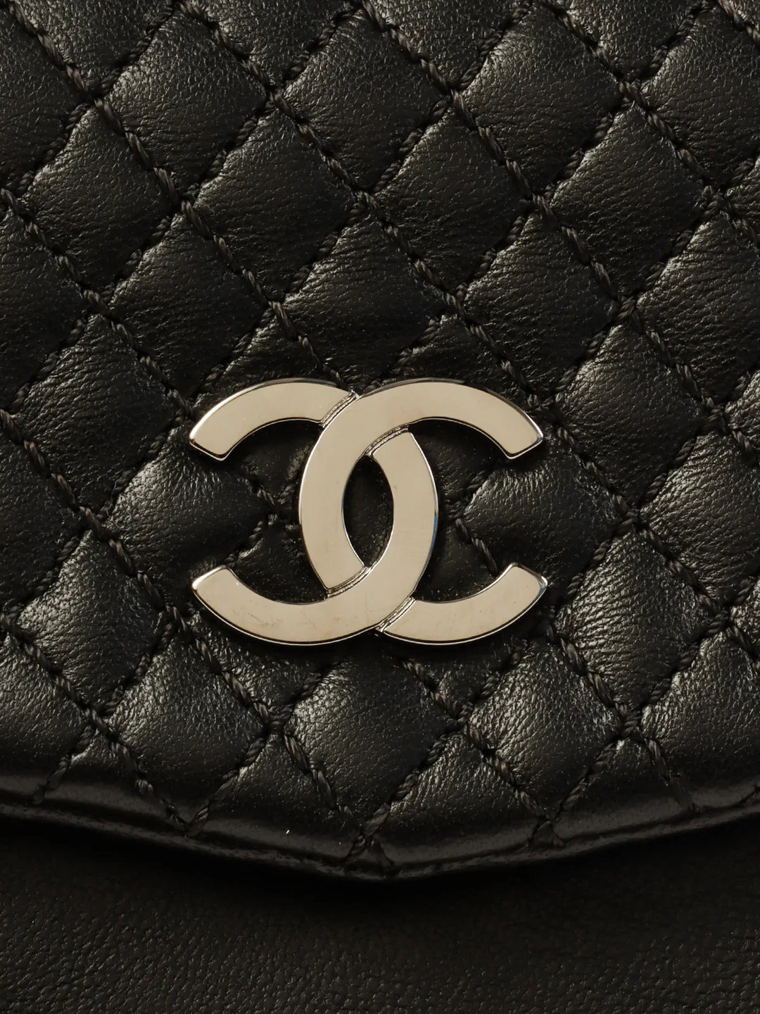 Chanel Around 2007 Made Double Pockets Cc Mark Plate Chain Shoulder Bag Black