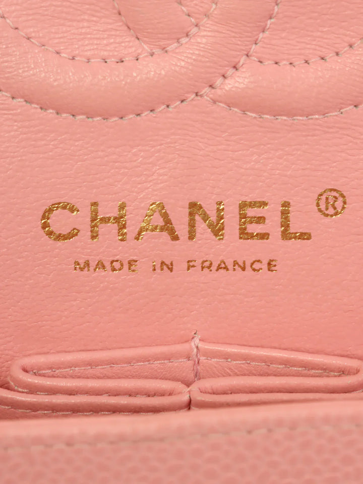 Chanel Around 2003 Made Caviar Skin Classic New Chain Bag 23Cm Pink