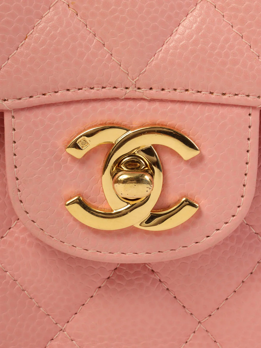 Chanel Around 2003 Made Caviar Skin Classic New Chain Bag 23Cm Pink