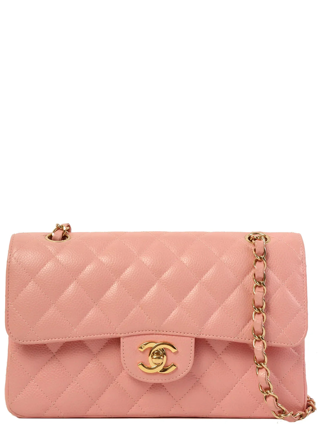 Chanel Around 2003 Made Caviar Skin Classic New Chain Bag 23Cm Pink