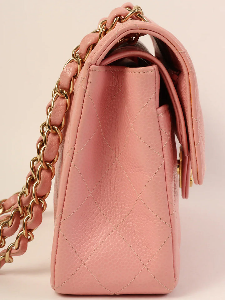 Chanel Around 2003 Made Caviar Skin Classic New Chain Bag 23Cm Pink