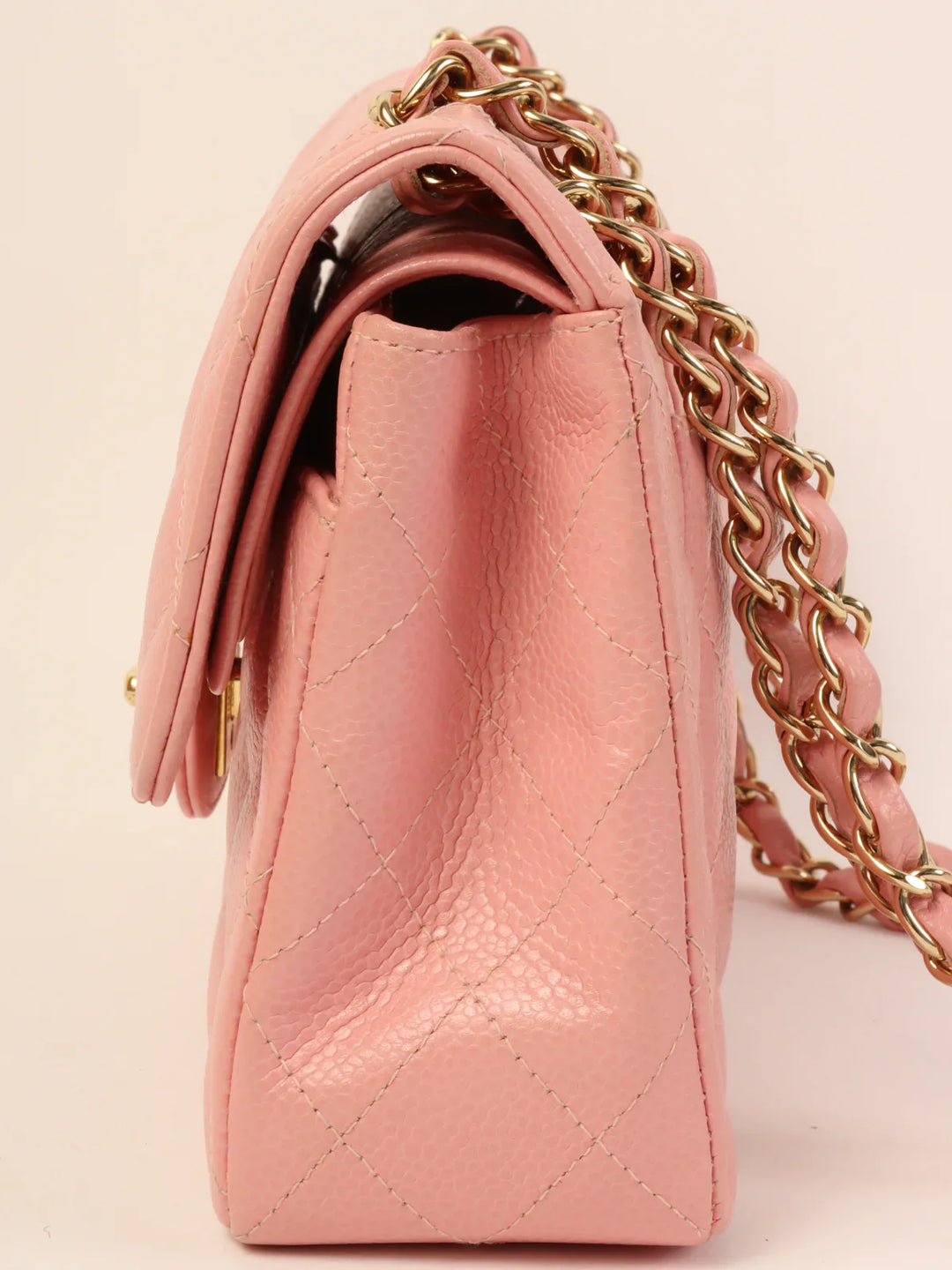 Chanel Around 2003 Made Caviar Skin Classic New Chain Bag 23Cm Pink
