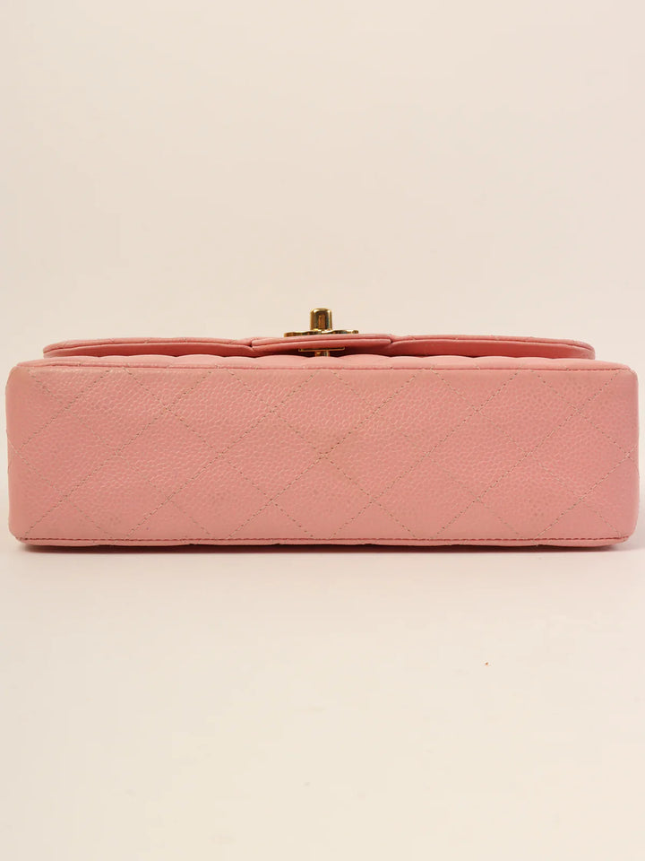 Chanel Around 2003 Made Caviar Skin Classic New Chain Bag 23Cm Pink