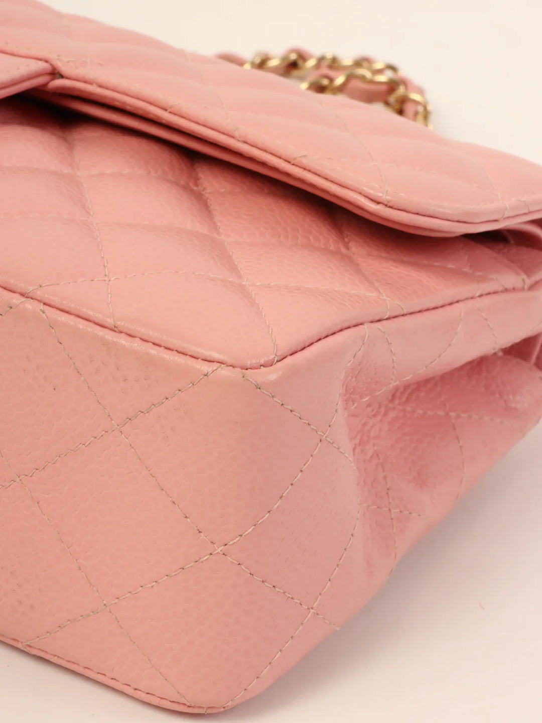 Chanel Around 2003 Made Caviar Skin Classic New Chain Bag 23Cm Pink
