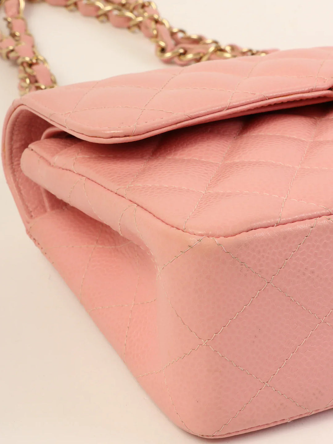 Chanel Around 2003 Made Caviar Skin Classic New Chain Bag 23Cm Pink