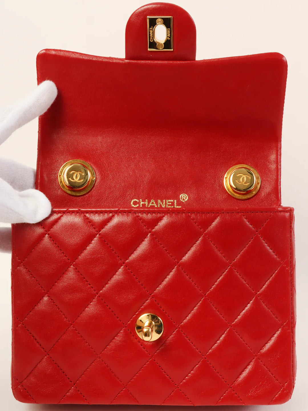 Chanel Around 1990 Made Classic New Chain Top Handle Bag Mini Red