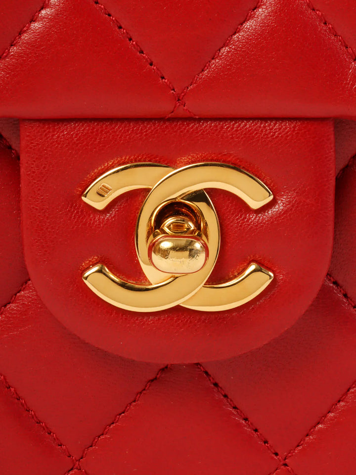 Chanel Around 1990 Made Classic New Chain Top Handle Bag Mini Red