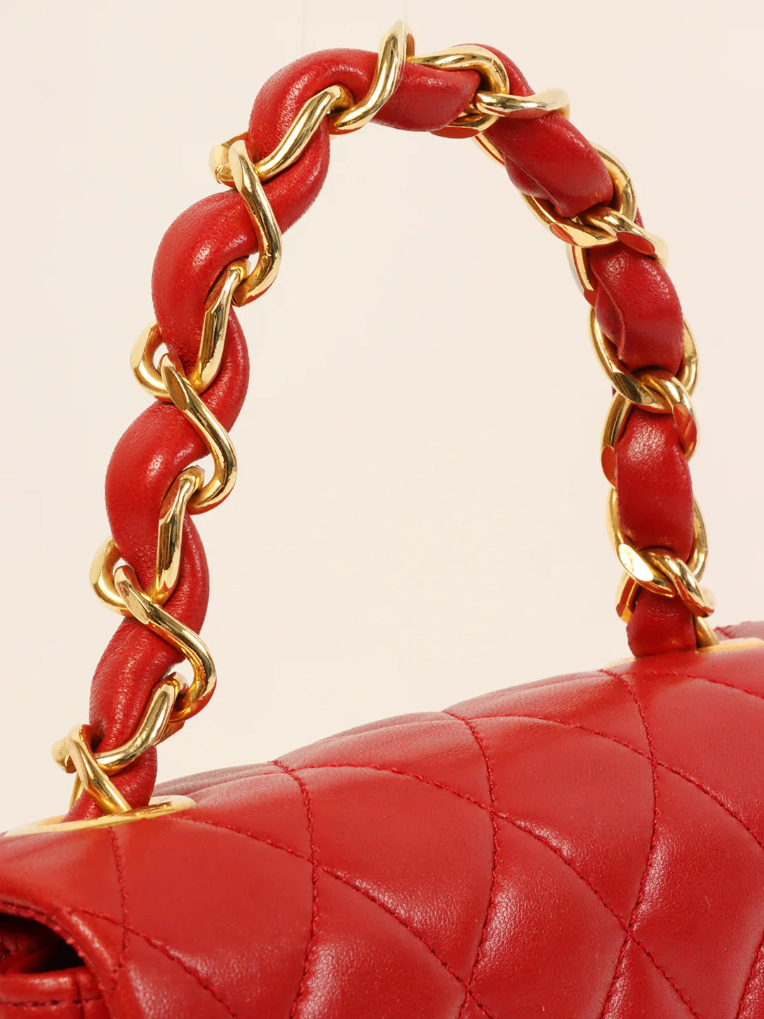 Chanel Around 1990 Made Classic New Chain Top Handle Bag Mini Red