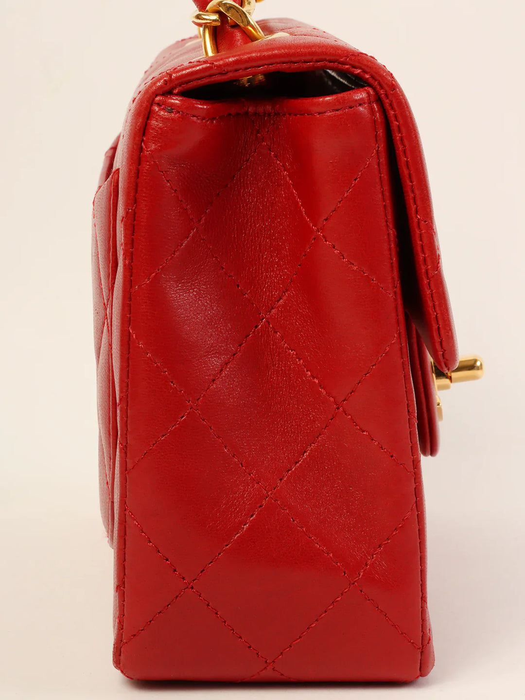 Chanel Around 1990 Made Classic New Chain Top Handle Bag Mini Red